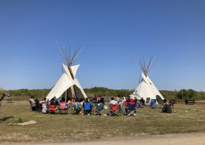 photo of Tipis from Onion Lake during ceremony Miyo-pimâtisiwin participated in